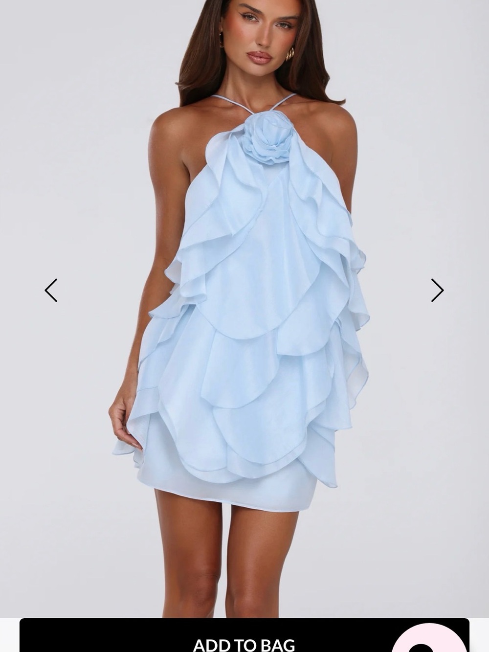 Hello Molly Light Blue Ruffle Halter Mini Dress